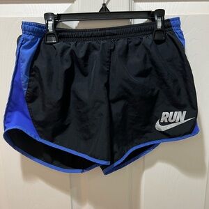 Nike Black and Blue Athletic Shorts with Breathable Design